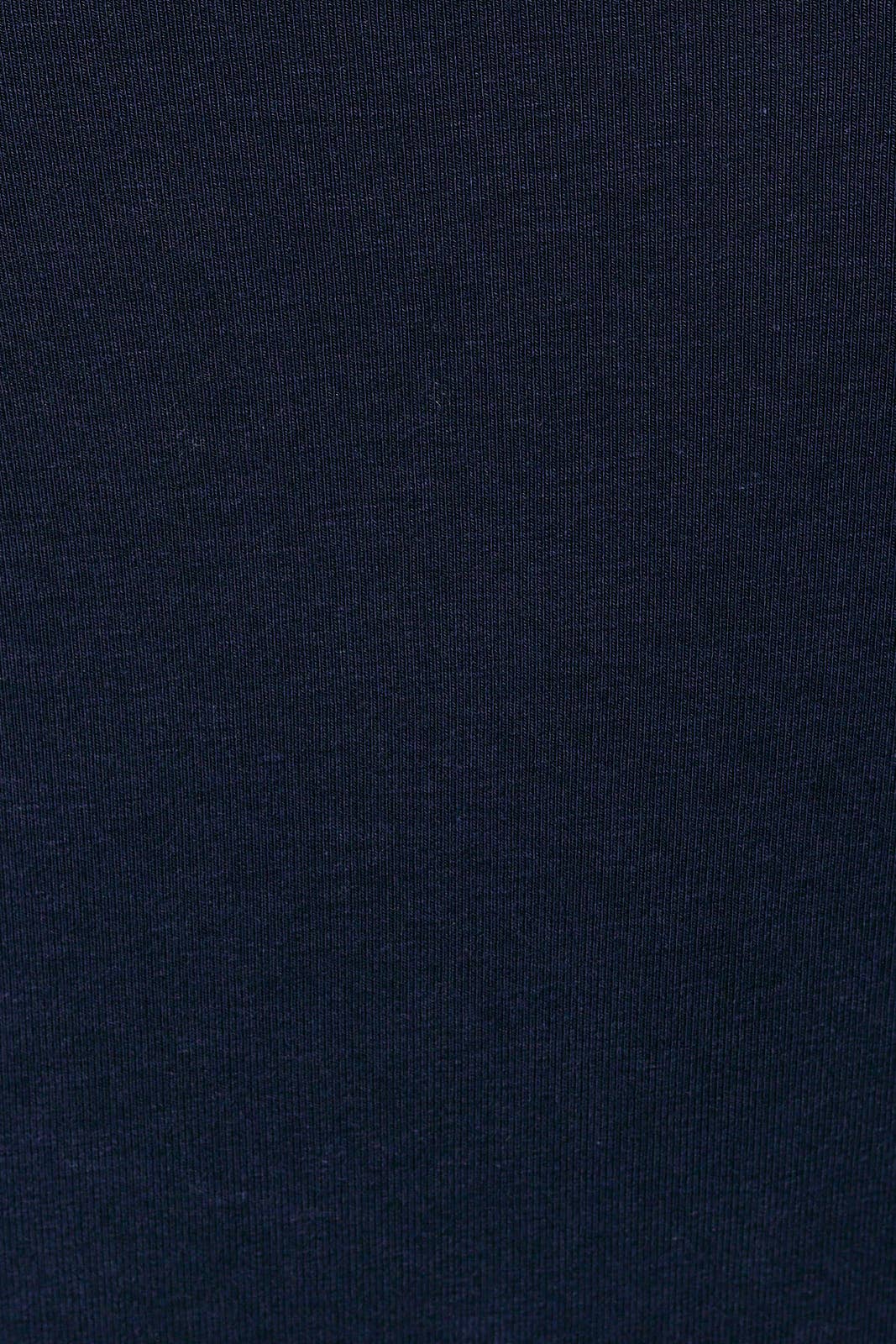 A close-up of dark navy blue knit fabric texture.